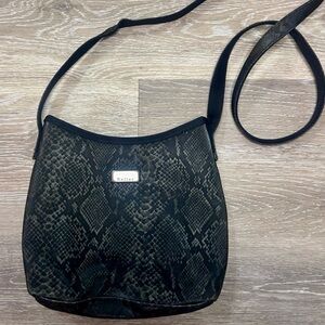 Koltov Snakeskin Shoulder Bag | Black Gray Faux Snakeskin Purse | Zip Pocket